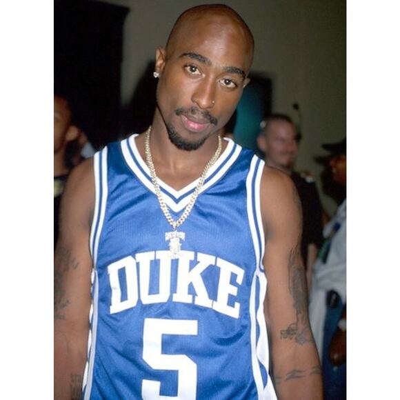 Vintage Nike Duke Basketball Tupac Jersey Men's Size 40 Stitched S/M Blue 20x30 - Picture 2 of 12